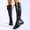Black, variant on Knee High Boots for Women's Round Toe Lace Up Faux Leather Fall Chunky Moto Boots Brown Size 7.5