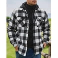 thumbnail image 5 of COOFANDY Men's Flannel Shirt Jacket Warm Quilted Lined Hooded Long Sleeve Plaid Shirt Jackets, 5 of 6