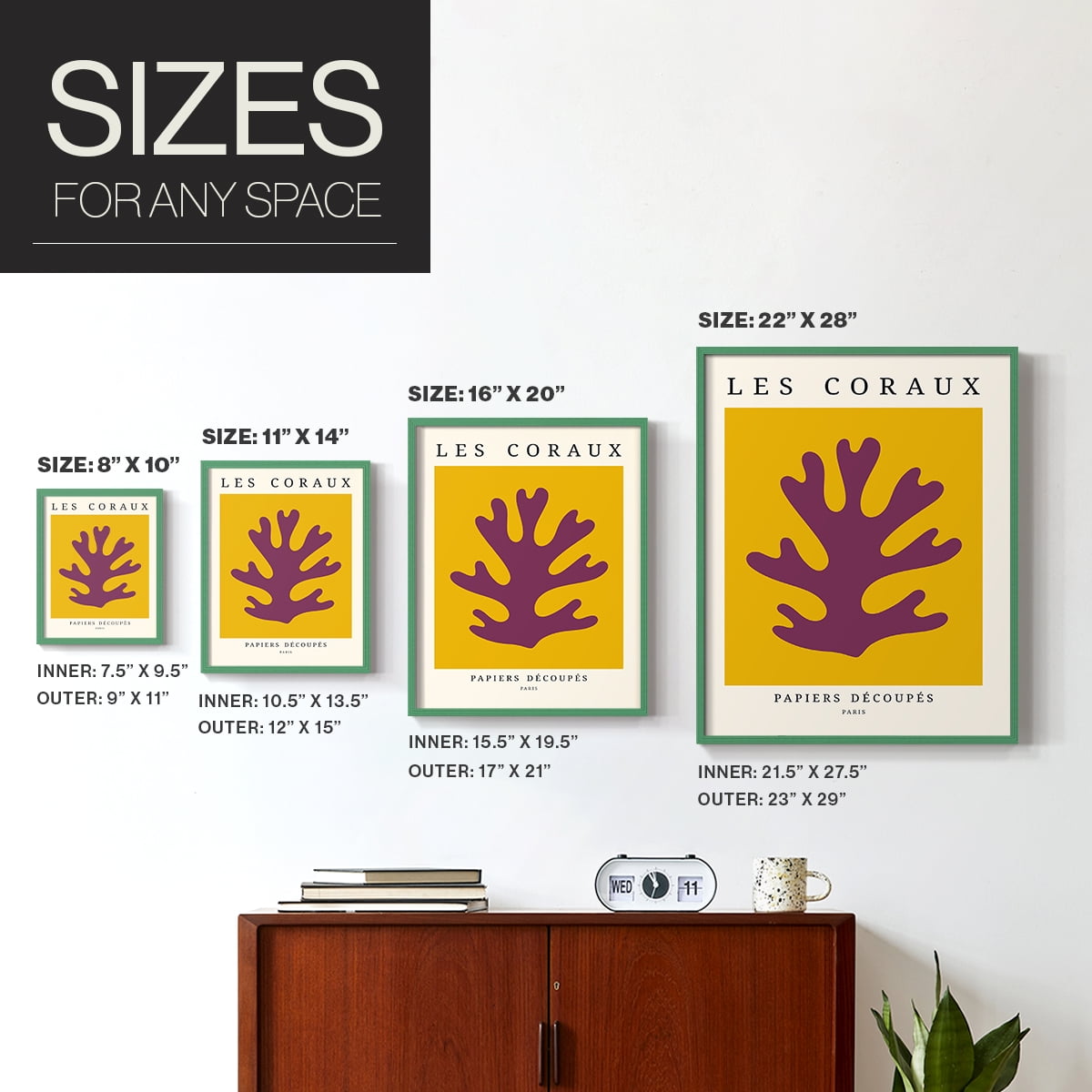 Matisse CCCLXX in Green Solid Wood 11 x 14 Framed Print