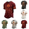 thumbnail image 3 of XIAOCHA Men's Halloween Witch Print T Shirt Short Sleeve Crew Neck Salem Broom Pullover Top, Black, Sizes L, 3 of 6