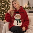 thumbnail image 5 of Cat Dog Pouch Hoodie For Women Fleece Pet Carrier Kangaroo Cat Hoodie With Pouch Sweatshirts With Large Pocket Pullover Sharpa Warm Shirt Red L, 5 of 8