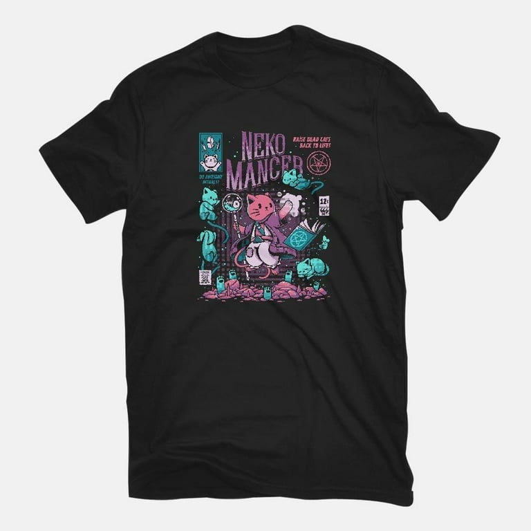 TeeFury Men s Graphic T shirt Nekomancer Magic Spooky Black Small