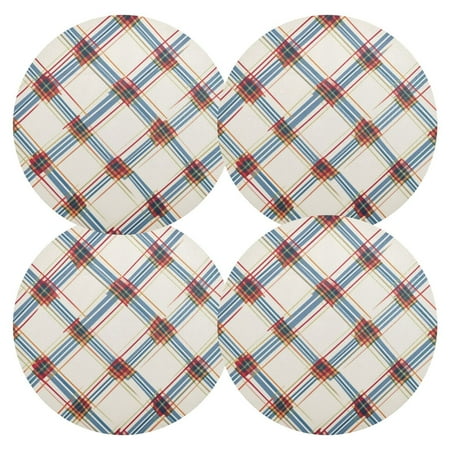 

Ryvnso Grid Lattice Round Plate Mats Dining Table Placemat Set of 4 for Holiday Decoration