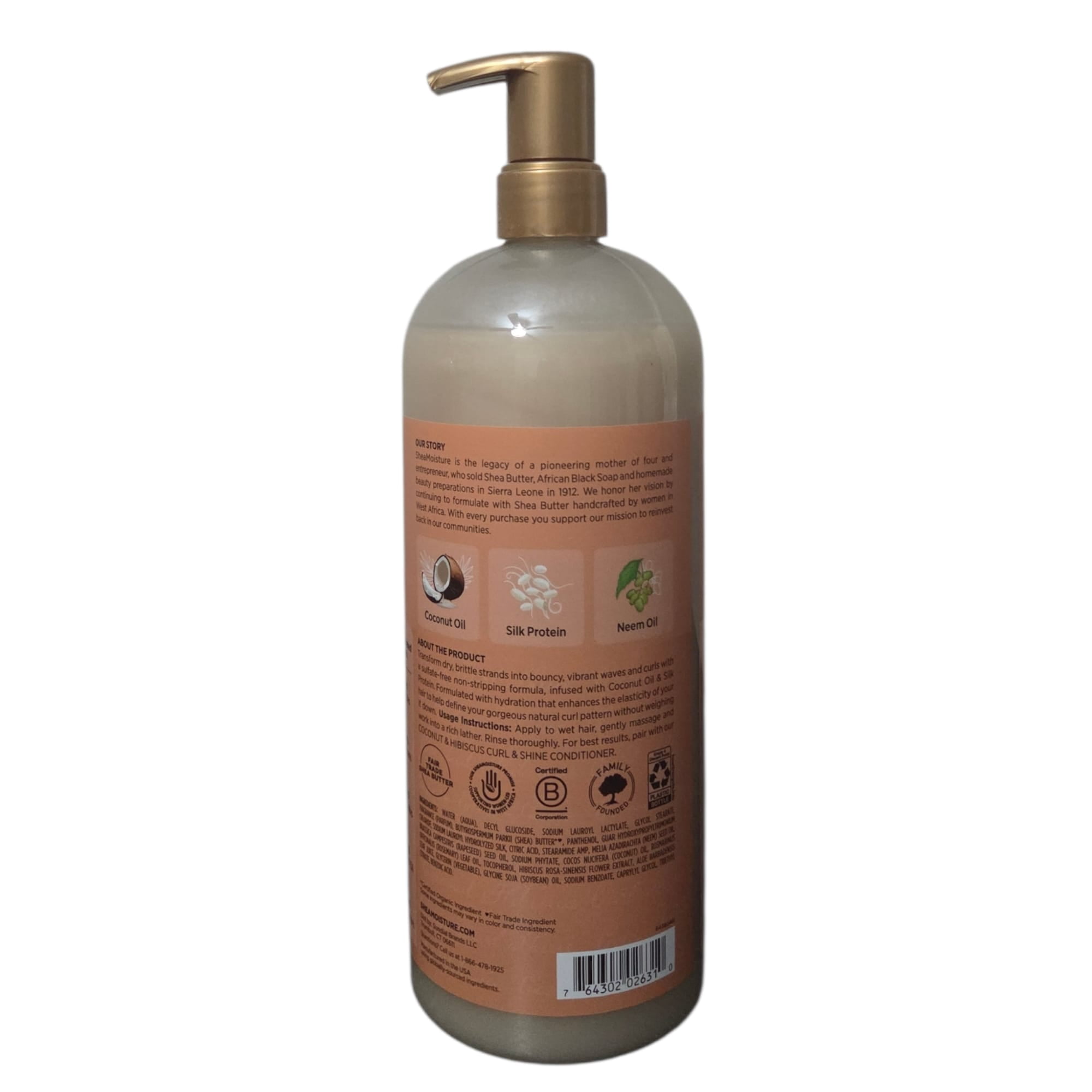 SheaMoisture Coconut & Hibiscus Curl & Shine Shampoo & Conditioner, 34 FL OZ Each, Sulfate-Free Hair Care Set