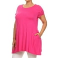 thumbnail image 3 of Women's Plus Size Loose Fit Short Sleeves A-Line Side Pockets Solid Tee Tunic Top, 3 of 5