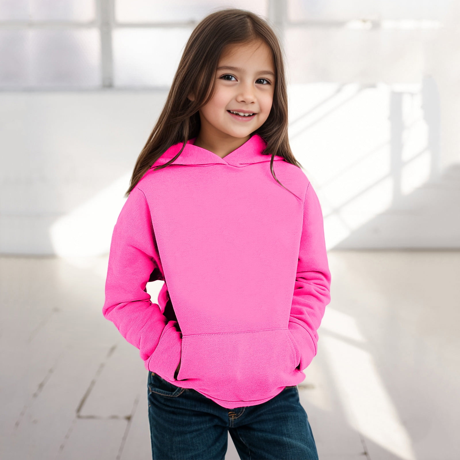 AWZXDE Kids Big Girls Long Sleeve Hooded Pullover with Pocket