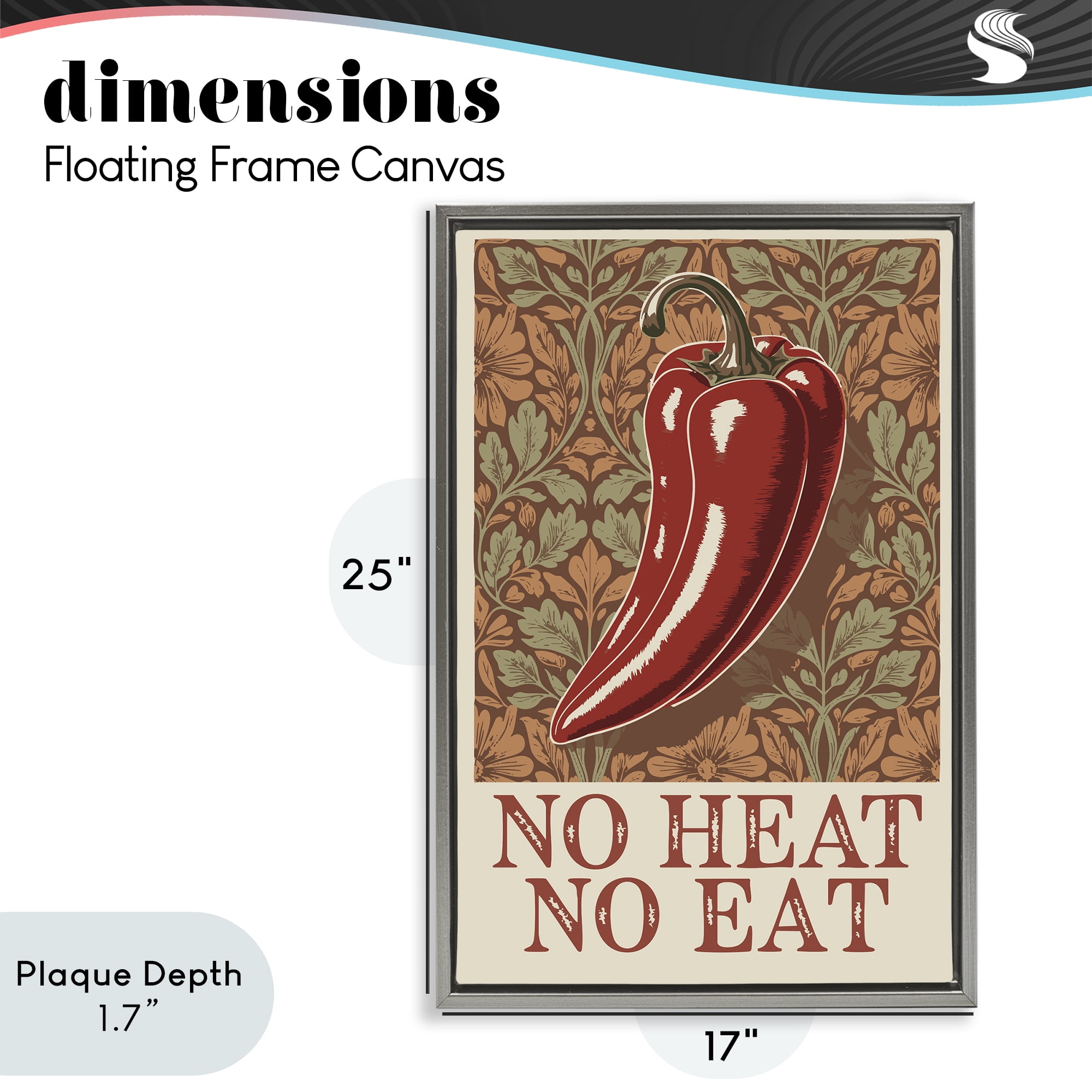 Stupell Industries No Heat or Eat Pepper Gray Framed Floater Canvas Wall Art, design by Andreas Magnusson
