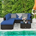 thumbnail image 2 of Patiojoy 6PCS Patio Rattan Furniture Set Outdoor Sectional Sofa Set w/Coffee Table & Ottoman Navy, 2 of 6
