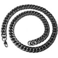 thumbnail image 6 of QQTDFG 8mm-19mm Black Plated Men's 316L Stainless Steel Curb Cuban Link Chain Necklace-Black-12mm-30inch or 76cm, 6 of 6