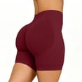 thumbnail image 4 of felwors Women's Seamless Scrunch Lifting Biker Shorts High Waisted Tummy Control for Yoga Workout Wine for Size S, 4 of 7