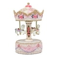 thumbnail image 4 of Carnival Merry Go Round Princess Pink Royal Horse Ponies Musical Carousel Statue, 4 of 6