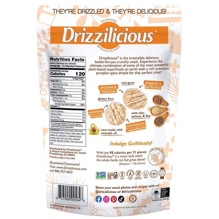 Drizzilicious Mini Rice Cakes, Pumpkin Spice Flavored Rice Cake