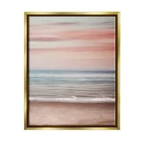 Stupell Industries Pastel Shore Sunset Landscape Painting Gold Floater Framed Canvas Art Print Wall Art, 25 x 31