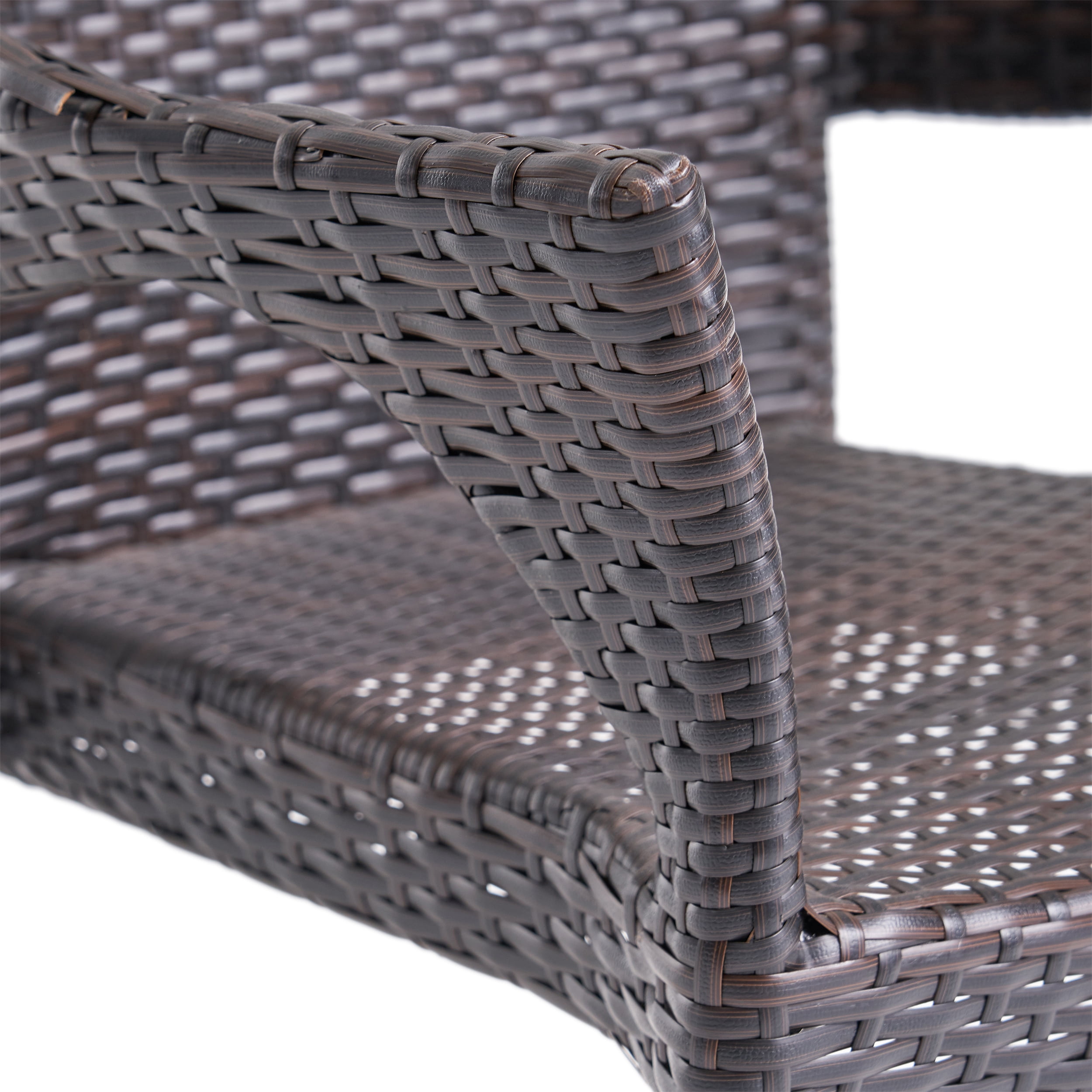 Kingston Outdoor Wood and Wicker 8 Seater Dining Set, Dark Brown and Multibrown
