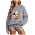thumbnail image 5 of Enyan Halloween Shirts Women Funny Pumpkin Ghost Shirts Long Sleeve Holiday Fall Tee Tops Halloween Womens Shirts Grey,XXL, 5 of 6
