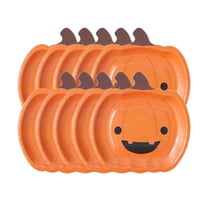Halloween Party Supplies, Disposable Paper Dinner Plates, Cute Pumpkin Design 7 Inch Halloween Tableware, Orange Color, 10 Pieces Pack, Lightweight and Eco-Friendly Party Accessories