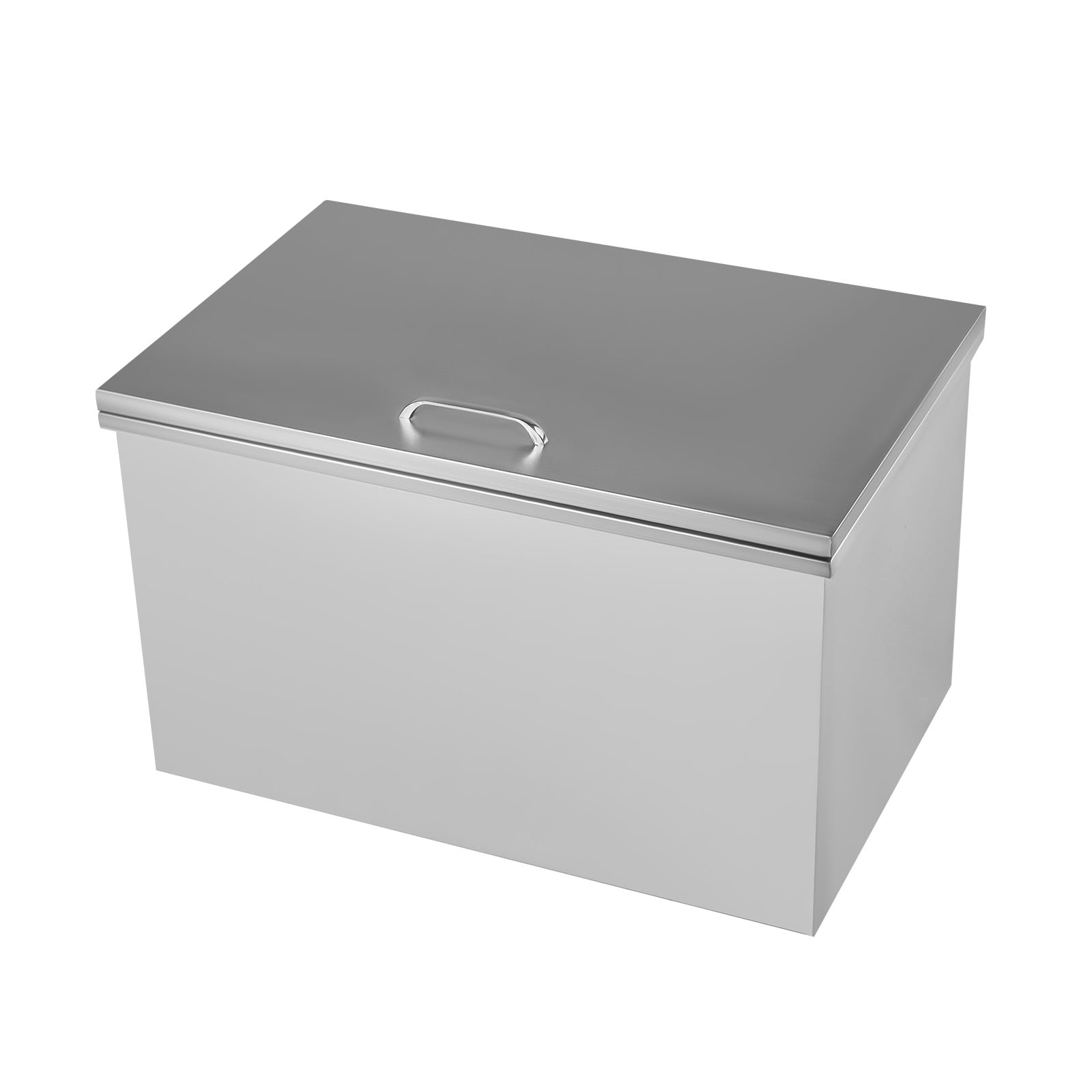Drop in Ice Chest, Drop in Cooler Stainless Steel with Hinged Cover Bar Ice Bin Drain-Pipe and Drain Plug for Cold Wine Beer (28*18*17inch, 100L/105Qt)