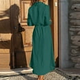 thumbnail image 5 of Moxiu Linen Shirt Dresses for Women Button Down Drawstring Causal Dress Plain Long Maxi Dresses Trendy Ladies Outfits 2025 Green,XXXXXL, 5 of 5