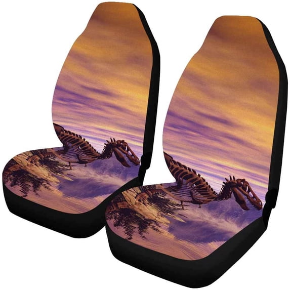FMSHPON Set of 2 Car Seat Covers Dinosaur Skull By The Lake Universal Auto Front Seats Protector Fits for Car,SUV Sedan,Truck