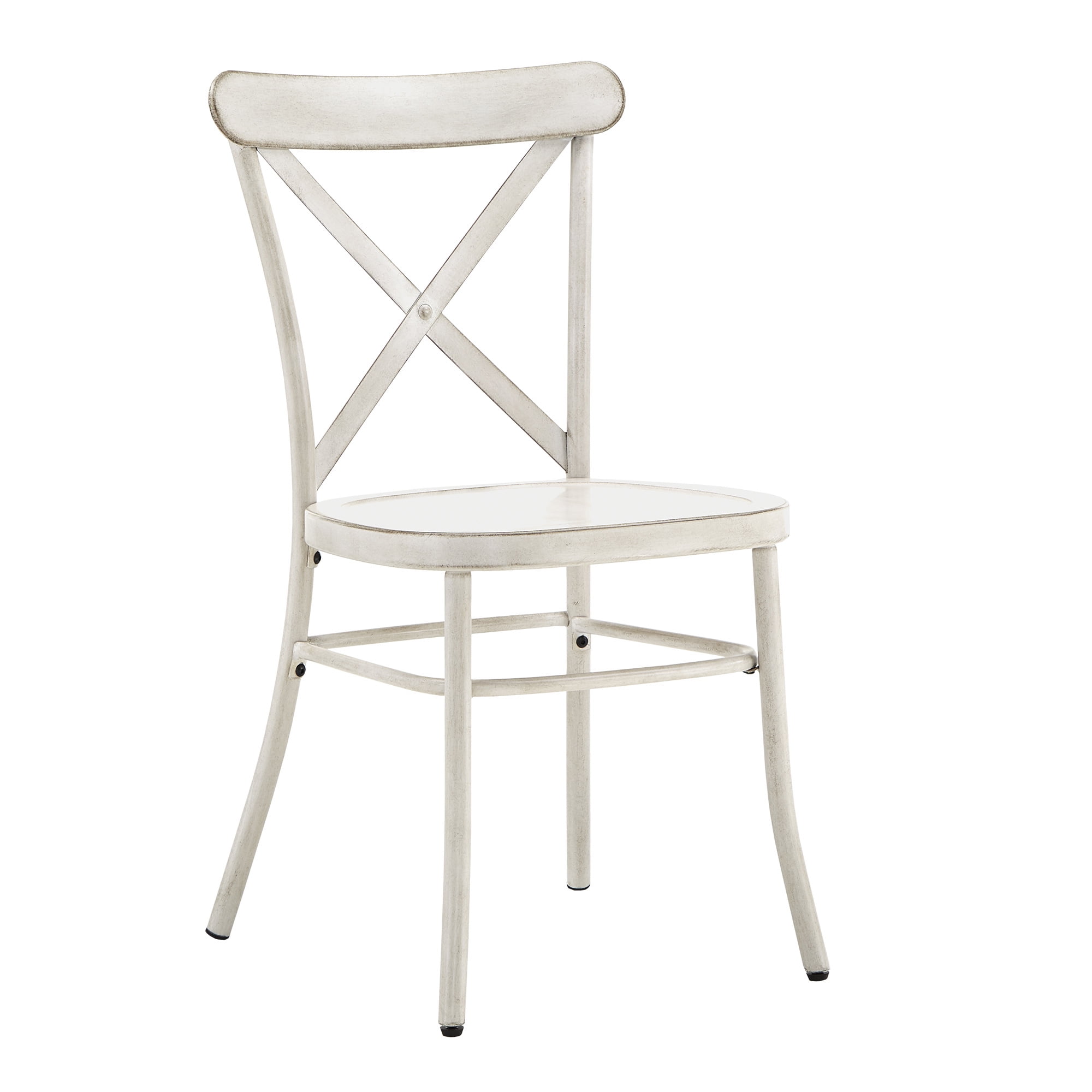 Weston Home Perry X-Back Metal Dining Chairs, Set of Two, Antique White
