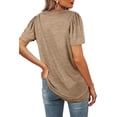 thumbnail image 4 of Solid Color Puff Sleeve Women Square Neckline Casual Blouse Tops, 4 of 5