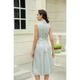 thumbnail image 5 of Curve Muse Women's Solid Sleeveless V Neck Tie waist Wrapped Dress-Grey-XL, 5 of 6