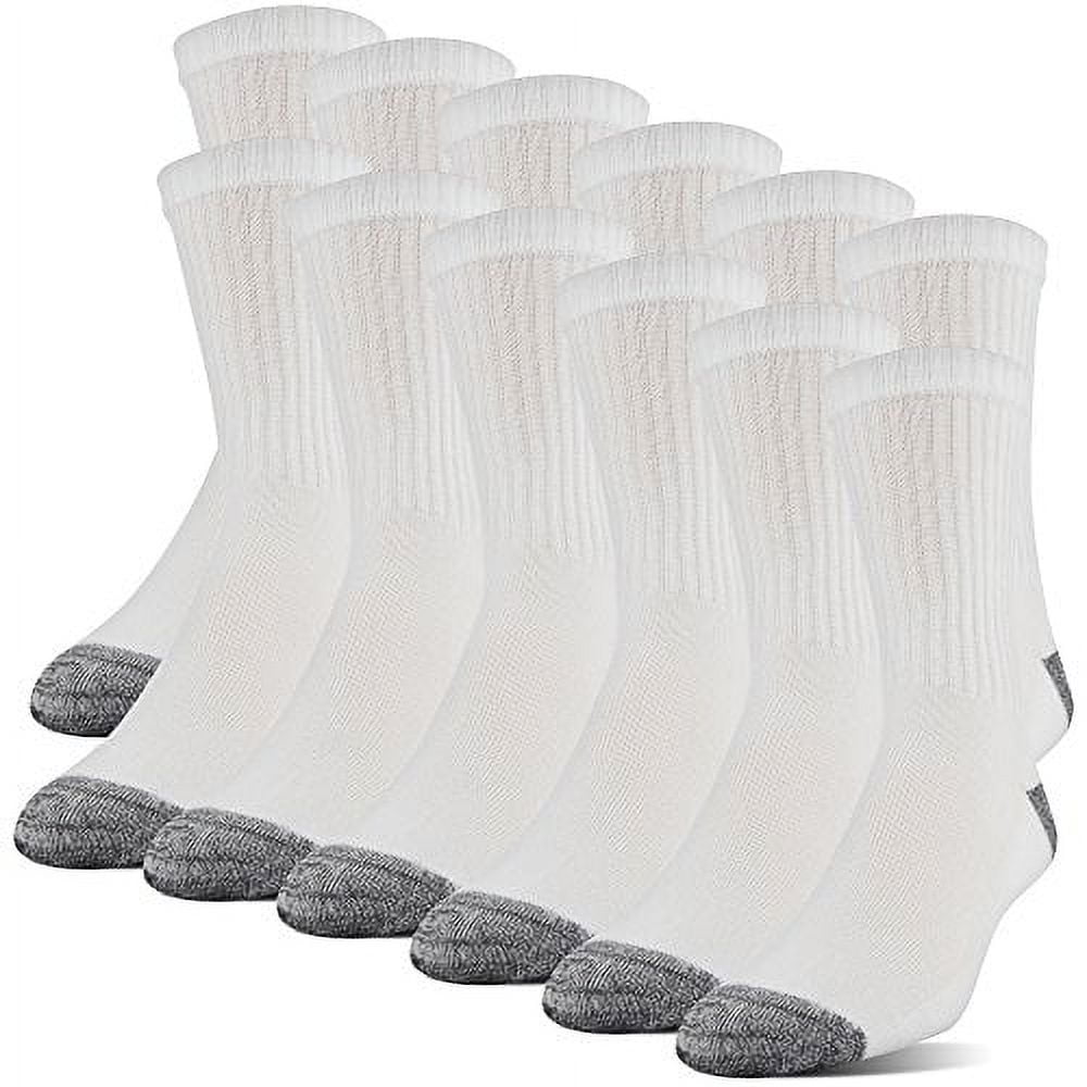 Gildan Men's Half Cushion Terry Foot Bed Mid-Crew Socks 12-Pack