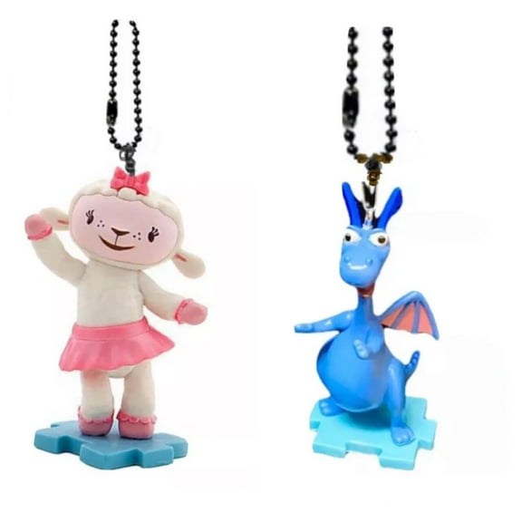 Stuffy Dragon & Lambie Lamb Keychain Dangler Pvc Figure Figurine Doc Mcstuffins New