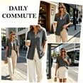 thumbnail image 3 of Women's Casual Short Sleeve Button Down Cardigan Shirt Blouse Loose Fit Lightweight Summer Fashion Gift | CSEONE,Dark Blue XL, 3 of 9