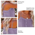thumbnail image 4 of Camisola sin mangas para mujer, camiseta sin mangas informal con tirantes finos y botones en la parte delantera, sin espalda, color morado claro L, 4 of 5