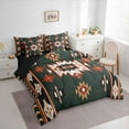 thumbnail image 4 of Homewish Vintage Western Aztec Bedding Comforter Set 7 Pieces, Tribal Hippie Bohemian Full Bedding Set, Olive Triangle Stripes Reversible Fitted Sheet Flat Sheet, Lightweight Room Decor, 4 of 8
