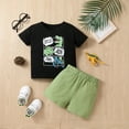 thumbnail image 5 of Baby Boy Outfit Sets Kids Summer Cotton Elastic Printed Short-sleeved Sports 1t 2t 3t 4t 5t 6t T-Shirt+Pant 2Pcs/Set T-shirt with Waist Shorts 2PCS Set, 5 of 9