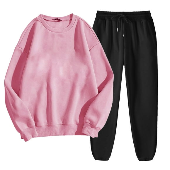 UAMVSH Womens 2 Piece Outfits Sweatsuit Lounge Sets Soft Crewneck Sweatshirt Matching Jogger Pants Set Fall Winter Clothes