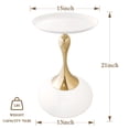 thumbnail image 5 of CERBIOR Modern Round Side Table with Gold Pedestal Base, Black Metal Top, Accent Drink Table for Living Room (White), 5 of 8