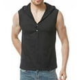 thumbnail image 3 of SWSMCLT Men's Tank Top Soft Cotton Fashion Workout Summer Spring Sleeveless Hoodie Hooded Vest Slim Fit Button Front Henley T Shirt Black Large, 3 of 4