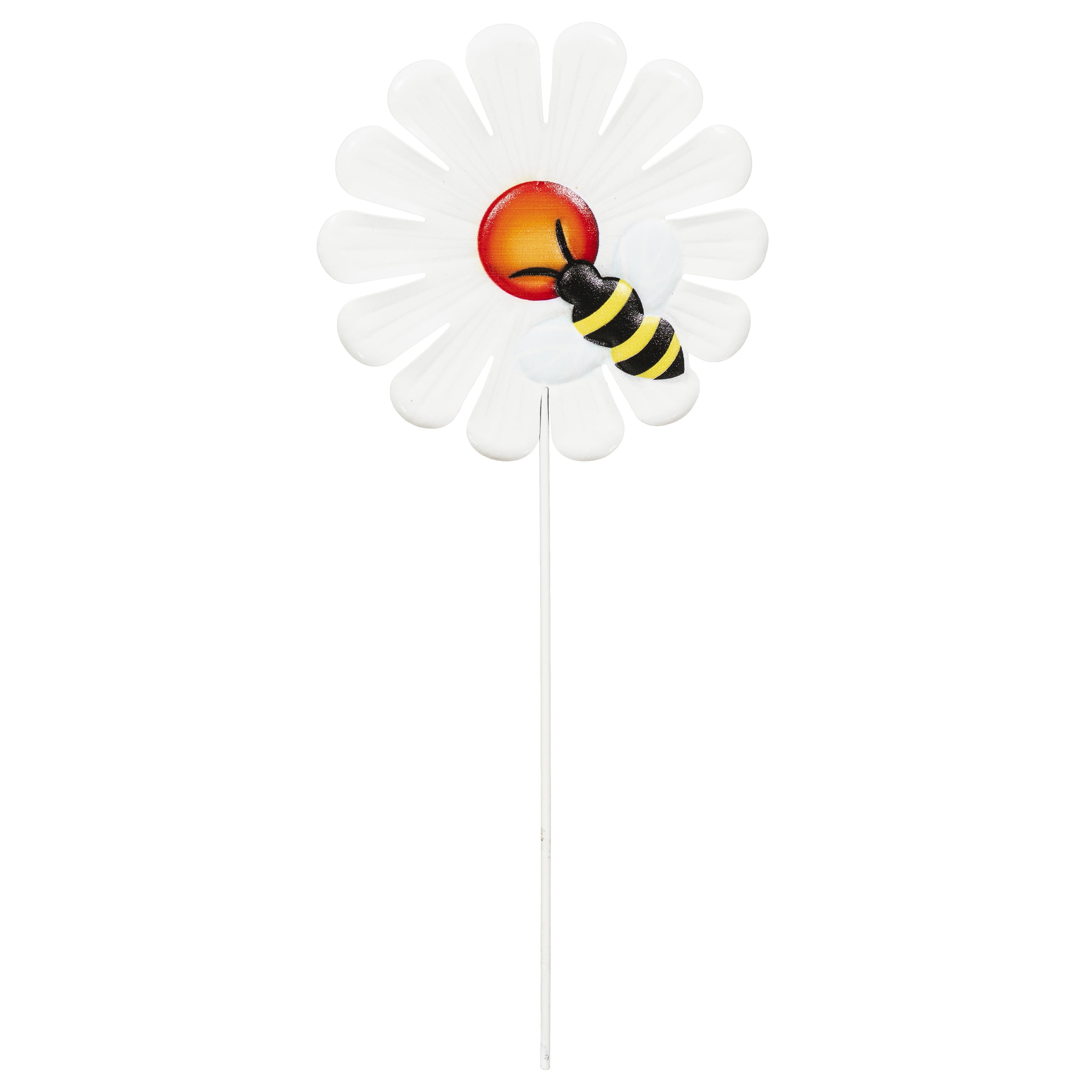 (6 pack) Mainstay 5" x 12" Metal White Daisey Flower Plant Stake