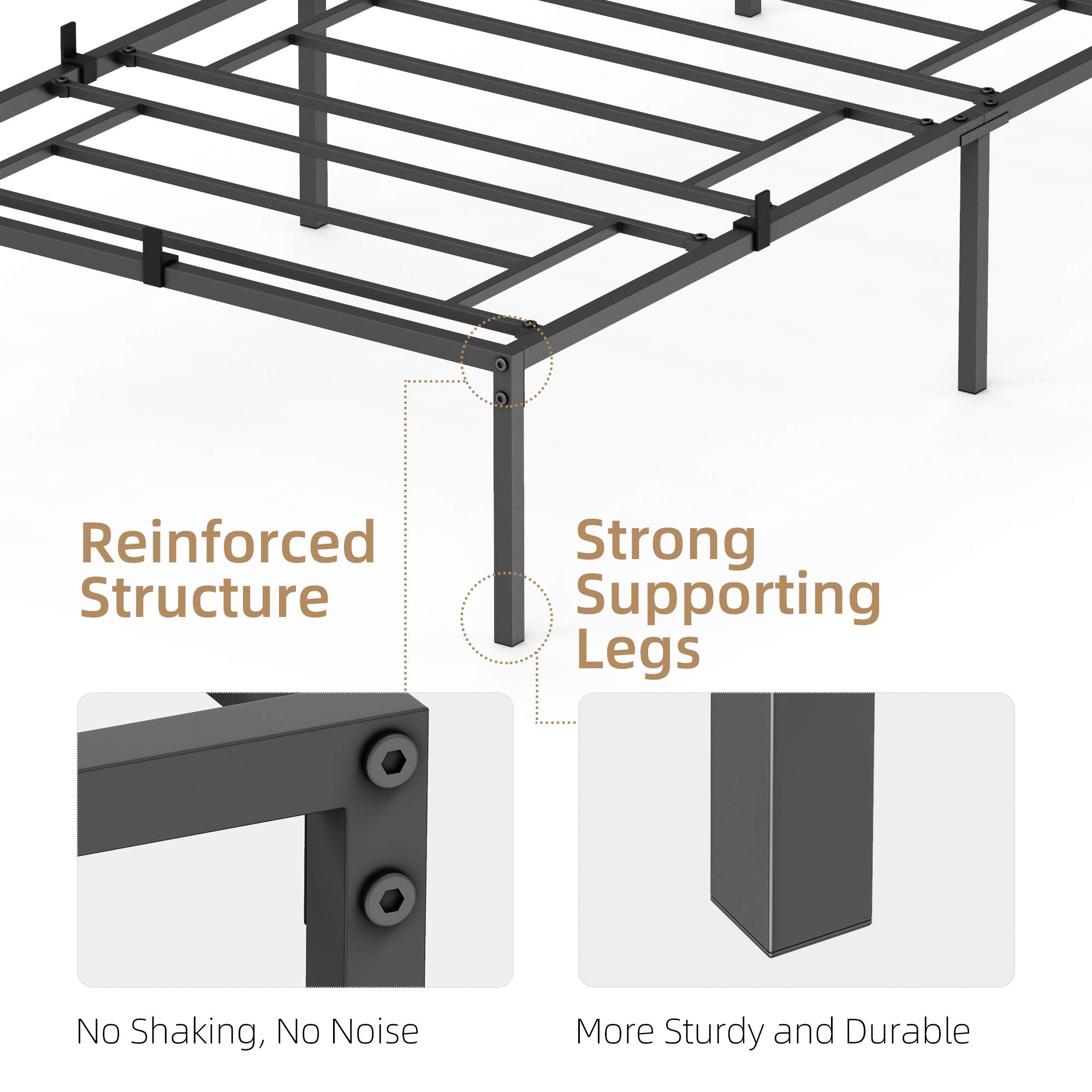 Twin Metal Bed Frame, No Box Spring Needed, Easy Assembly, Sturdy ...