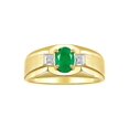 thumbnail image 1 of RYLOS Men's Rings 14K Yellow Gold Classic 7X5MM Oval Gemstone & Diamond Designer Ring Emerald May Birthstone Rings For Men, Gold Rings Size 8, 1 of 7