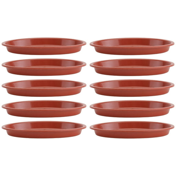Niceauty 10Pcs Red Plant Pot Trays Oval Shape Leak Proof Flowerpot Bases for Indoor Use