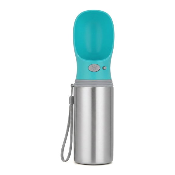 14 OZ Portable Dog Water Bottle, Stainless Steel Leak Proof Puppy Water Dispenser with Built-In Drinking Bowl for Travel, Walking, Hiking & Outdoor Activities