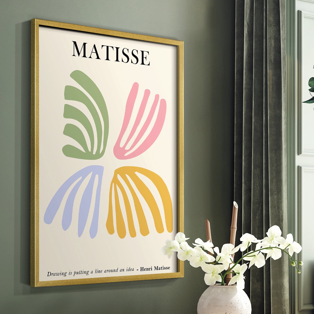 Matisse CDLXXXVIII in Gold Solid Wood Framed Print No Nail Hanging