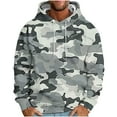 thumbnail image 2 of Awdenio Mens Sweatshirts Fashion Drawstring Camouflage Print Loose Pullover Printed Pocket Long-sleeved Top Hoodie Winter Fall Outfits, 2 of 5