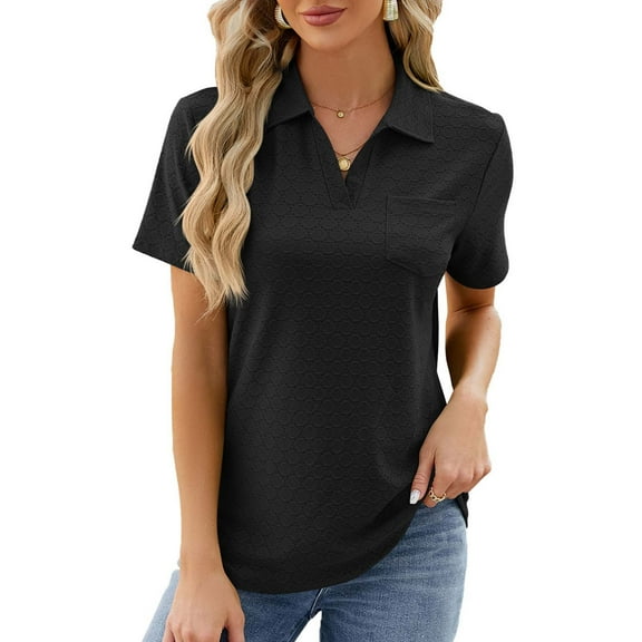 Fesfesfes Women's T Shirts Fashion Women Short Sleeve V-Neck Solid Casual Elastic Comfy Blouse Short Shirts for Women L(US:8)
