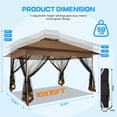 thumbnail image 4 of COBIZI 10x15 Pop-Up Gazebo with Mosquito Netting, Outdoor Patio Canopy Tent with 2-Tier Ventilated Roof, 3 Adjustable Heights, Provides 150 Sq Ft Shade, Brown, 4 of 11
