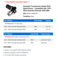 thumbnail image 2 of Automatic Transmission Output Shaft Speed Sensor - Compatible with 1999 - 2004 Chevy Silverado 2500 RWD 2000 2001 2002 2003, 2 of 2