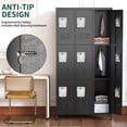thumbnail image 4 of IKIMI 72" Metal Locker for Employees, 9 Doors Storage Cabinet Locker with Vented Compartments and Hooks for Gym, Garage, Living Room, Office, School, Black, 4 of 9