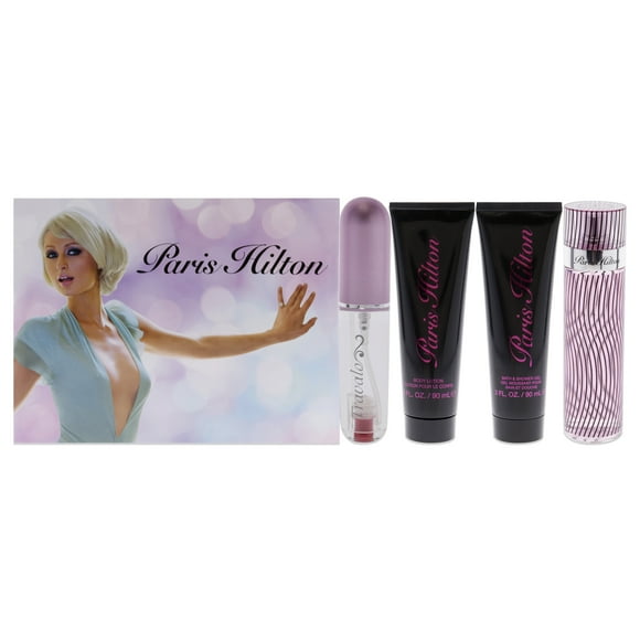 Paris Hilton Paris Hilton 4 Pc Gift Set - 3.4oz EDP Spray, 3oz Body Lotion, 3oz Bath and Shower Gel, Travel Refillable Bottle