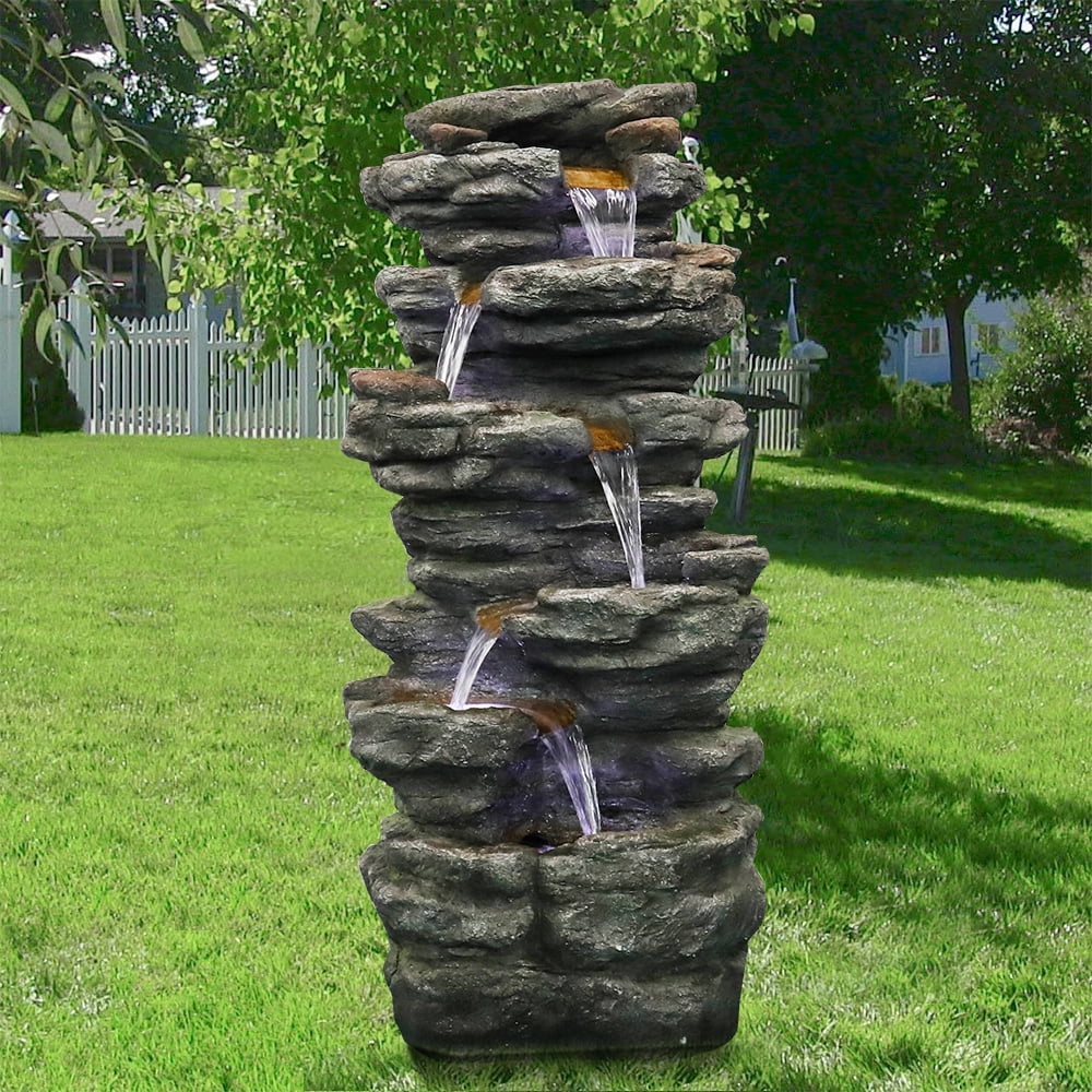 Watnature 40" Outdoor 6-Tier Cascading Fountain