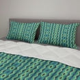 thumbnail image 2 of Chevron Comforter & Sham Bedding Set, Vertical Borders with Zigzag Stripes Vintage Geometric Abstract, 3 pcs Duvet Set Microfiber Filling Quilt, 5 Sizes, Pale Green Sea Green, by Ambesonne, 2 of 4