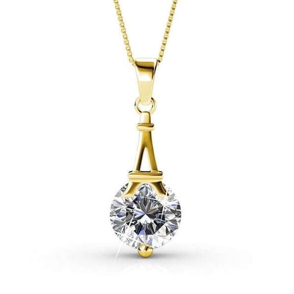 Cate & Chloe Isla 18k Yellow Gold Plated Pendant Necklace with Swarovski Crystal Gift for Women